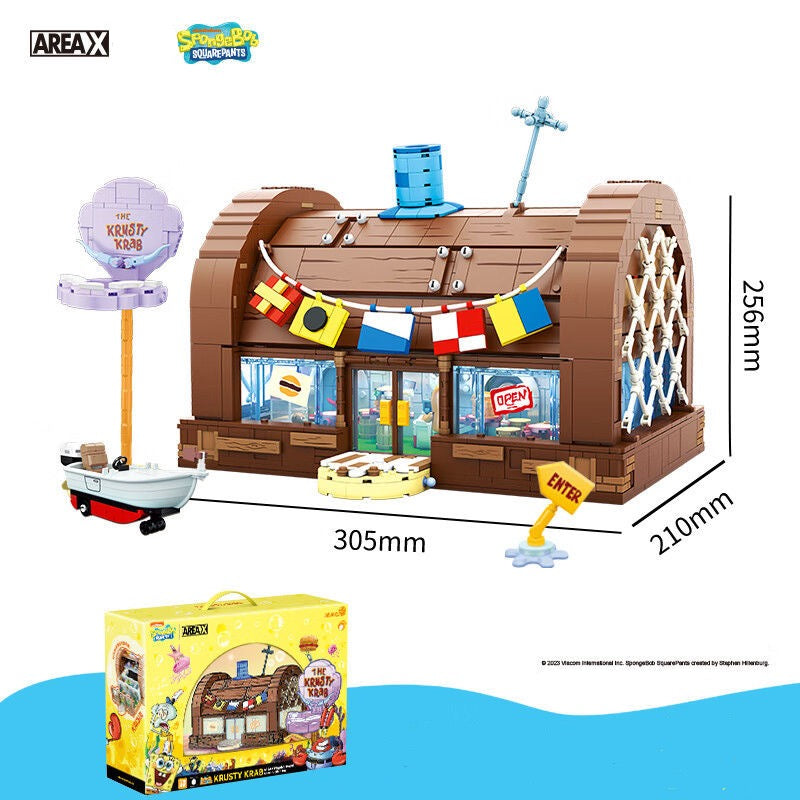 AreaX Spongebob Schwammkopf Die Krossekrabbe Klemmbausteine set mit Zubehör TKXian