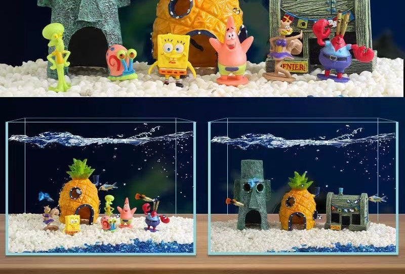 Aqin Aquarium Spongebob Schwammkopf Figuren&Häuser TKXian