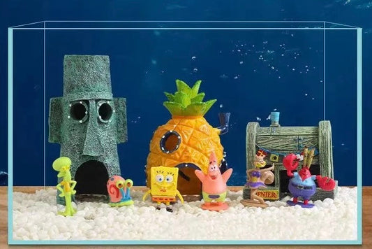 Aqin Aquarium Spongebob Schwammkopf Figuren&Häuser TKXian
