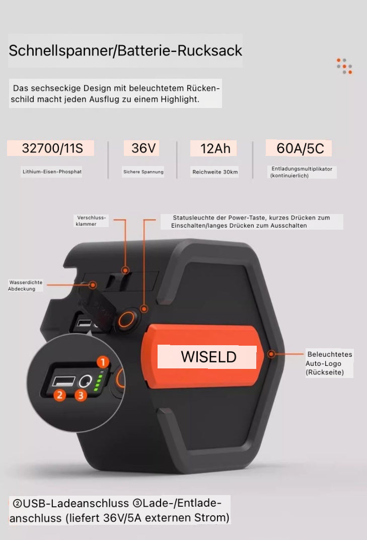 WISELD GT3 Faltbarer Elektrischer Bollerwagen TKXian